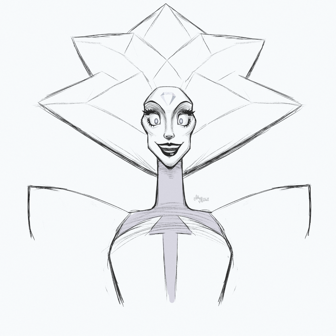 Digital sketch of White Diamond from Steven Universe by Abby Mitchell.