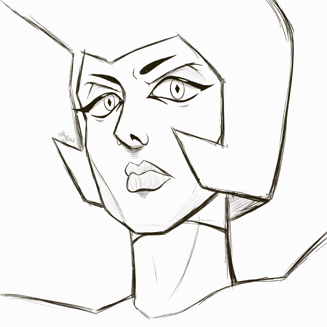 Sketch of Yellow Diamond from Steven Universe by Abby Mitchell.