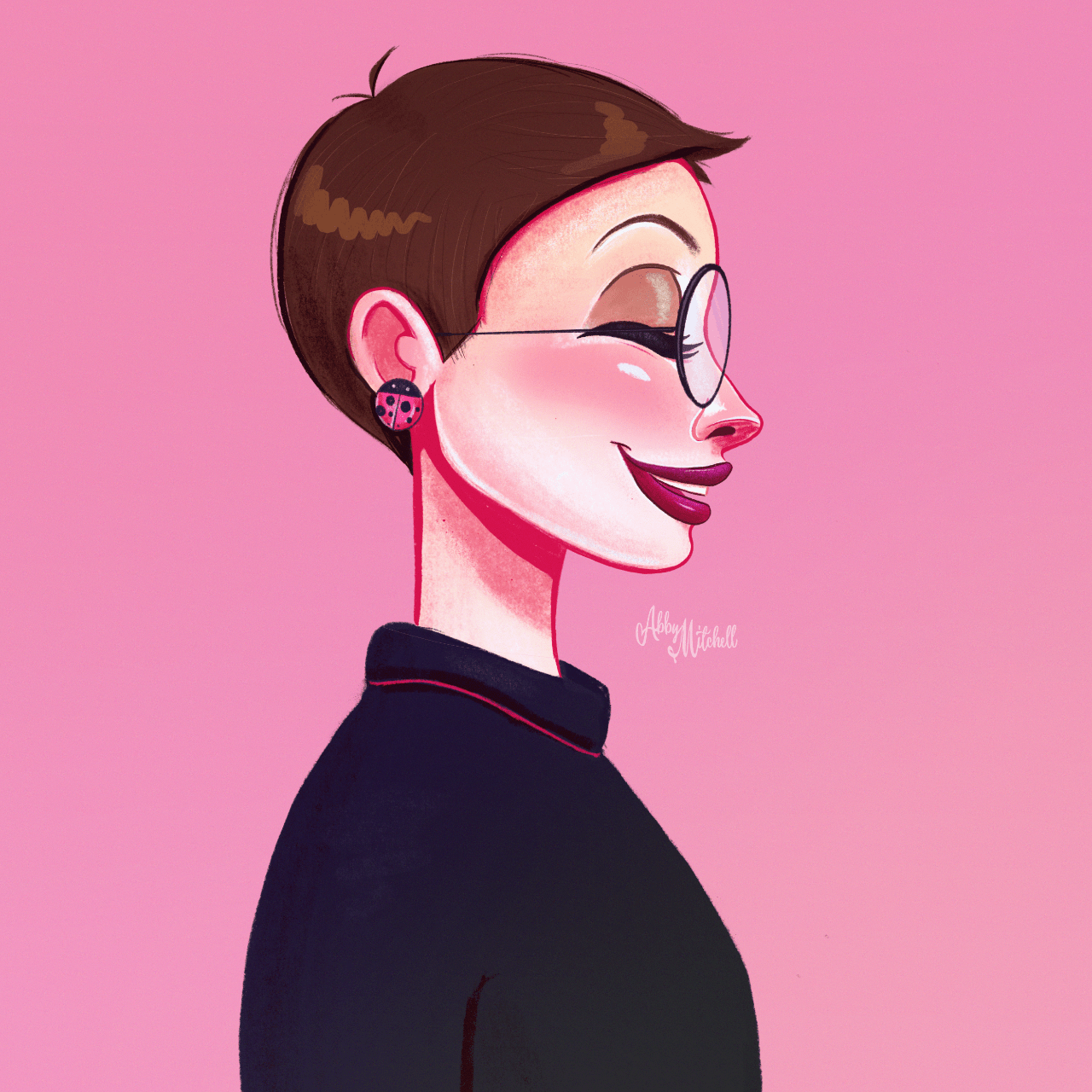 Self-portrait in profile by Abby Mitchell.